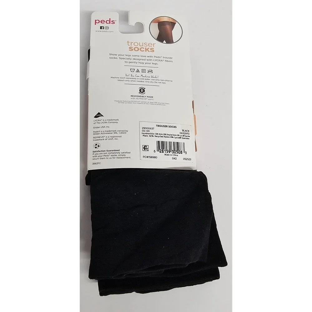 New in package peds trouser socks 3 pairs black semi-opaque size 8-12 shoe size